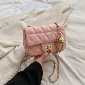 High-grade Diamond Pattern Chain Bag Women - Pink